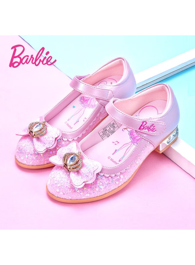 Barbie Babi Children's Shoes, Spring And Autumn Kids' Leather Shoes, Girls' Pink Princess High Heels, Crystal Shoes, Sweet Da3732, Pink, Size 31 - Image 4