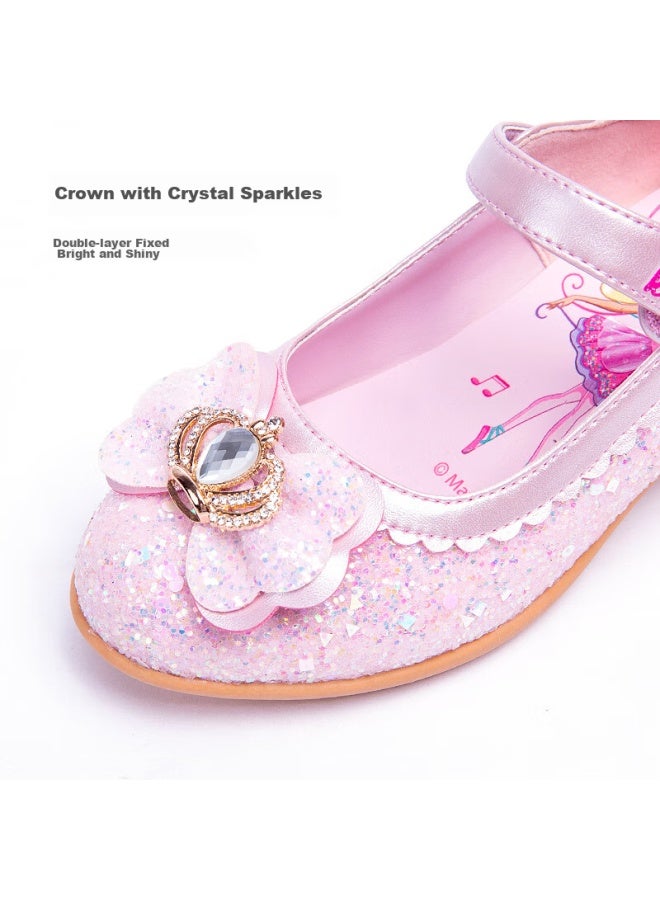 Barbie Babi Children's Shoes, Spring And Autumn Kids' Leather Shoes, Girls' Pink Princess High Heels, Crystal Shoes, Sweet Da3732, Pink, Size 31 - Image 5