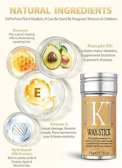 IKT Hair Wax Stick Strong and Long Lasting Hold Non Greasy Styling Wax for Flyaways Edge Frizz Hair Suitable for Unisex, 75g / 2.7fl.oz  - Image 2