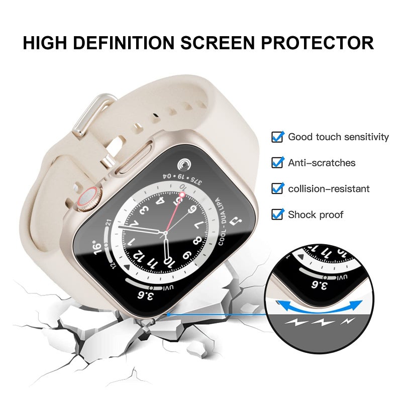 BHARVEST 10 Pack Case for Apple Watch SE (2nd) Series 6/SE/5/4 44mm with Tempered Glass Screen Protector, Stylish Matte Frosted Design Scratch Resistant Hard PC Bumper Cover - Image 2
