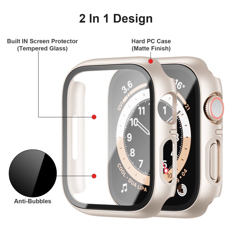 BHARVEST 10 Pack Case for Apple Watch SE (2nd) Series 6/SE/5/4 44mm with Tempered Glass Screen Protector, Stylish Matte Frosted Design Scratch Resistant Hard PC Bumper Cover - Image 3