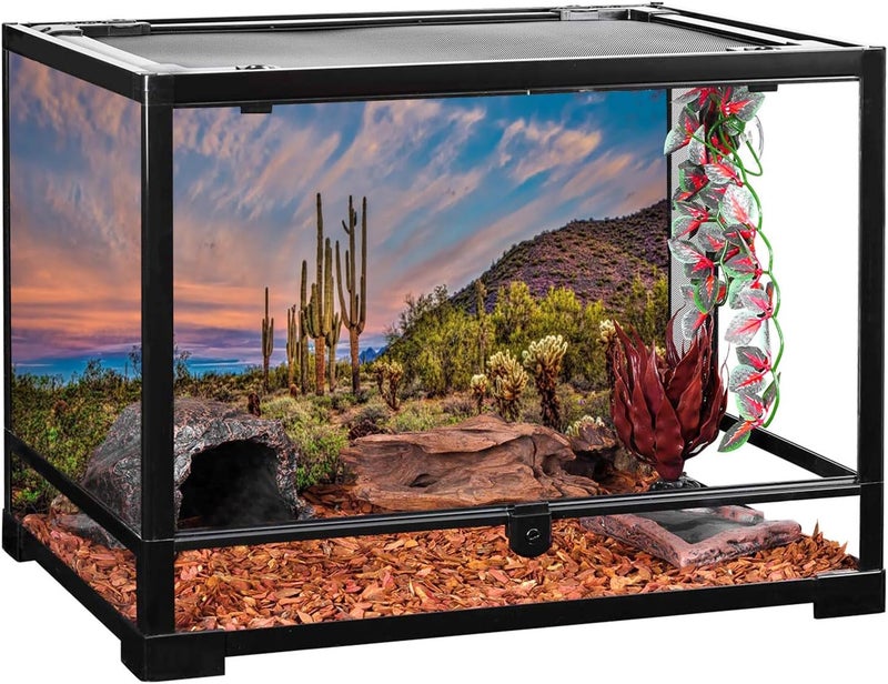 AWERT 48x18 inches Terrarium Background Blue Sky Cloud Huge Cactus Oasis Gobi Reptile Habitat Background Vinyl - Image 4