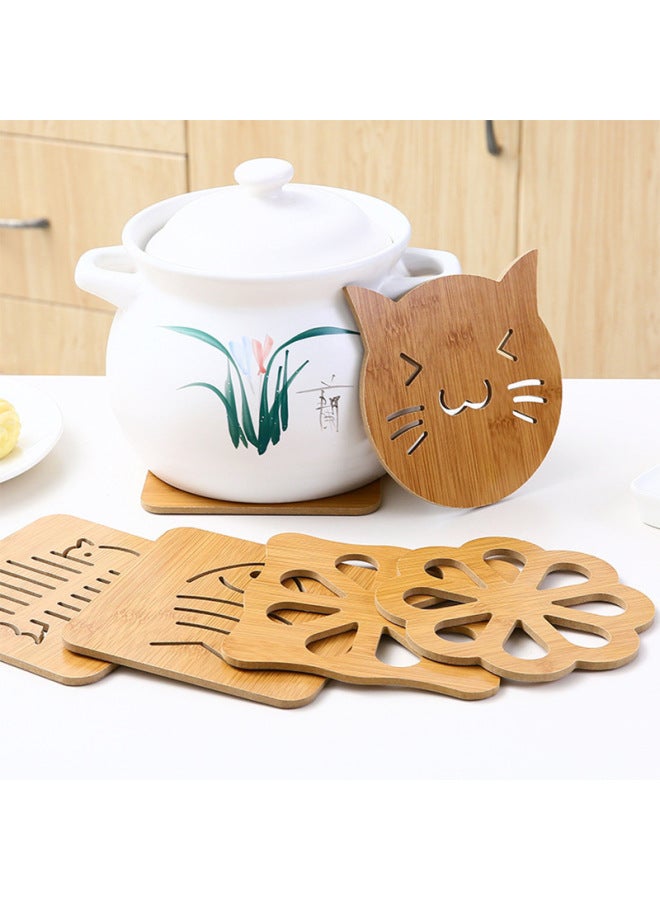Home Wooden Cartoon Heat Insulation Mat Dining Table Mat Non-slip Pot Mat Creative Cute Cushion Tea Mat Bowl Mat Coaster-Color:Large Apple (with Anti-slip Mat)#C0D46#-Specifications:Small 800/piece, Large 300/piece  - Image 2