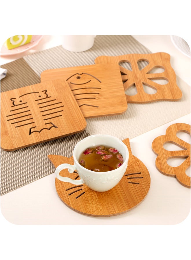 Home Wooden Cartoon Heat Insulation Mat Dining Table Mat Non-slip Pot Mat Creative Cute Cushion Tea Mat Bowl Mat Coaster-Color:Large Apple (with Anti-slip Mat)#C0D46#-Specifications:Small 800/piece, Large 300/piece  - Image 3