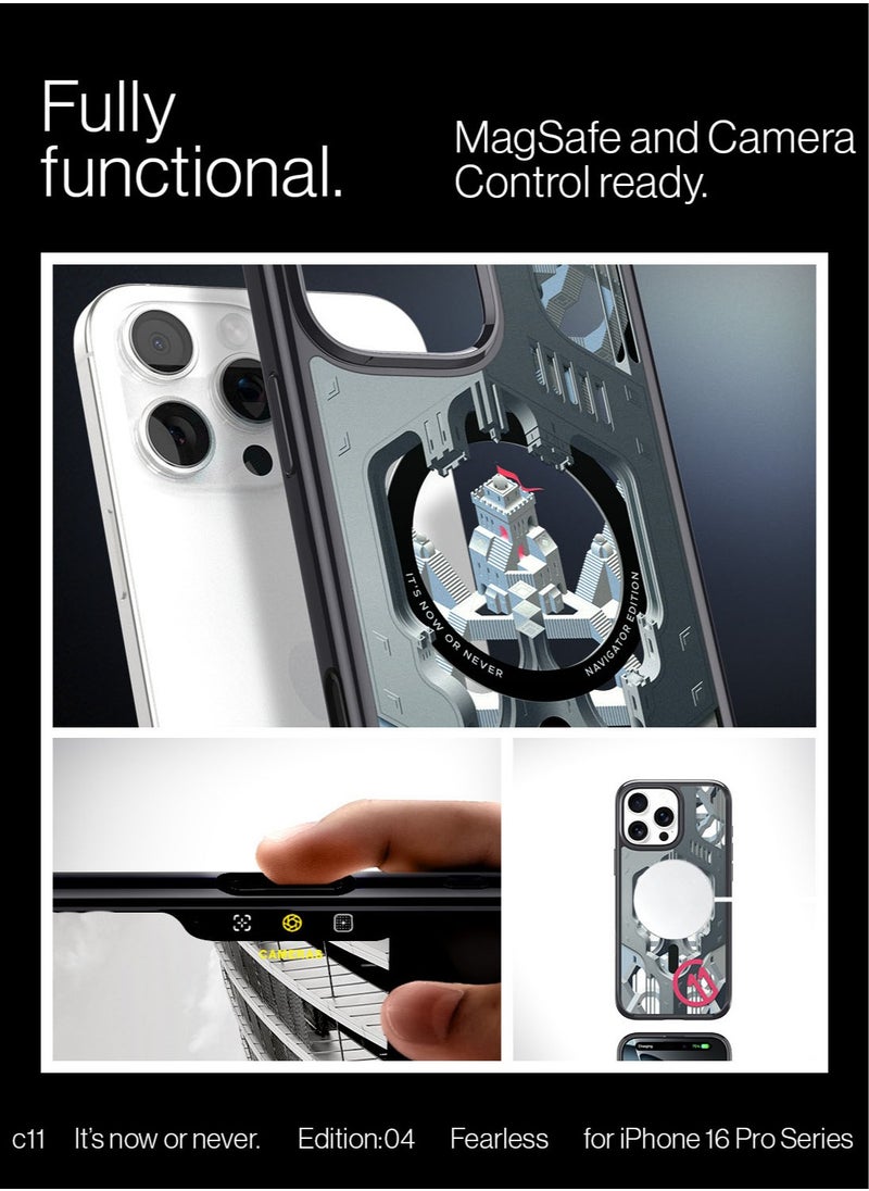 Spigen - Ultra Hybrid T MagFit for iPhone 16 PRO Case Cover [Camera Control Button Cover] with MagSafe [3D Spatial Effect with Hexa-Layer Print] - C11 Navigator - Image 1