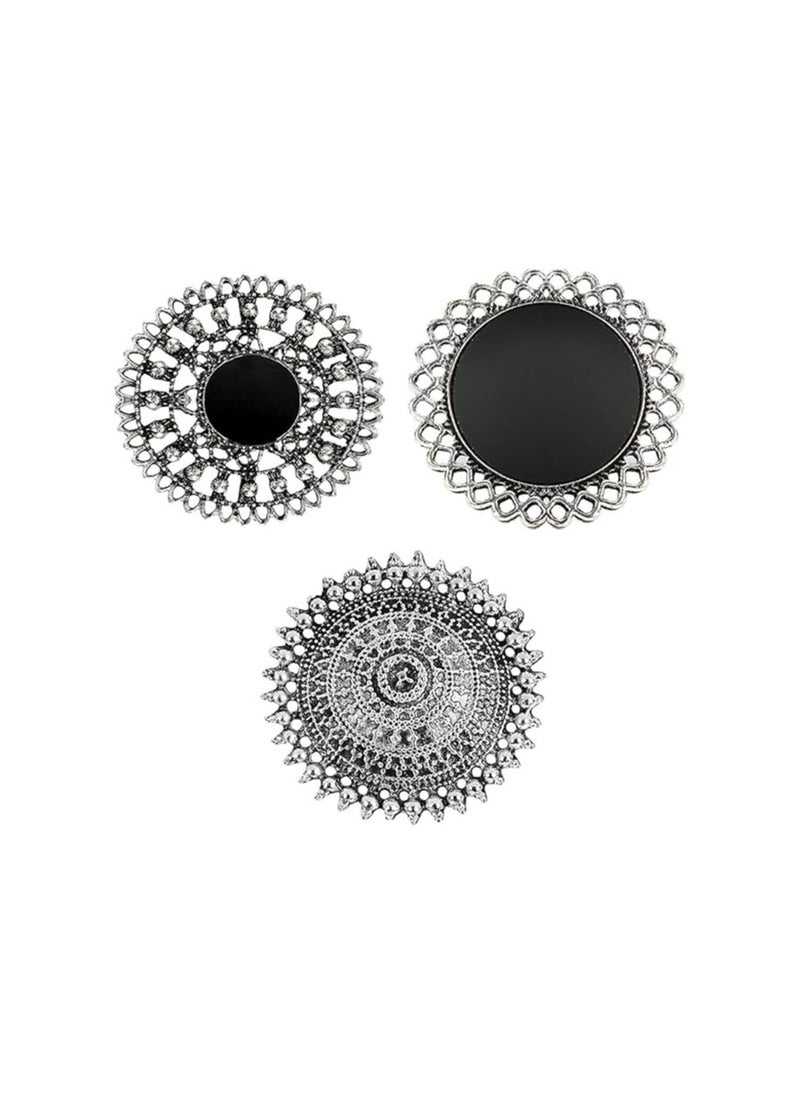 YouBella - Oxidized Silver Plated Afghani Rings For Women And Girls (Adjustable Size, Combo Of 3, Style 3) - Image 1
