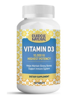 Oladole Natural Oladole Natural Vitamin D3 10,000 IU- 120 Softgels | High Potency Formula Supports Healthy Bones, Teeth, Muscles & Immune Function | Non-GMO, Gluten-Free | Mood Enhancer, Daily Wellness Essential  - Image 1
