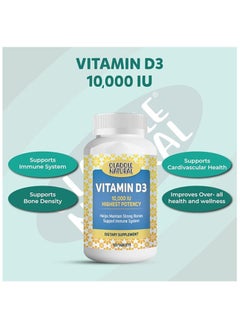 Oladole Natural Oladole Natural Vitamin D3 10,000 IU- 120 Softgels | High Potency Formula Supports Healthy Bones, Teeth, Muscles & Immune Function | Non-GMO, Gluten-Free | Mood Enhancer, Daily Wellness Essential  - Image 5