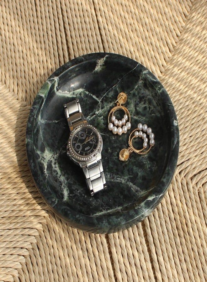 Natust Natural Green Marble Ring Dish Jewelry Tray 5.5" for Women, Trinket Dish for Key Earring Nightstand, Mother's Day Engagement Birthday Gift - Image 4