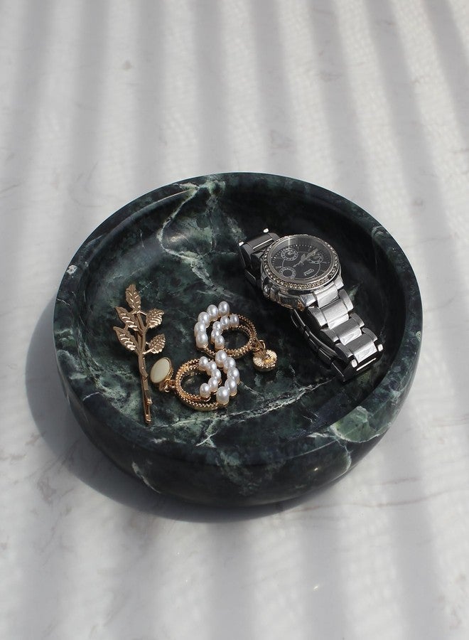 Natust Natural Green Marble Ring Dish Jewelry Tray 5.5" for Women, Trinket Dish for Key Earring Nightstand, Mother's Day Engagement Birthday Gift - Image 1