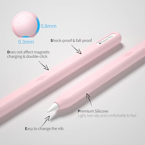 AKSHFETH Ultra Thin Protective Pencil Cover for Apple Pencil Pro &Apple Pencil 2nd Gen Silicone Case Sleeve Compatible with Apple Pencil Pro (Pink) - Image 3