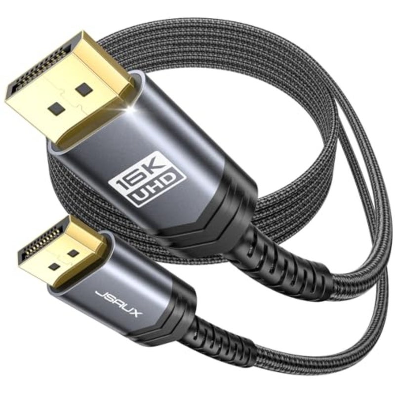 DisplayPort 2.1 Cable 3M for Monitor/Laptop/Graphics: Copper Core, Black, Supports 16K@60Hz/8K@120Hz/4K@240Hz at 80Gbps, Backward Compatible with DP1.4/1.2 - Image 1