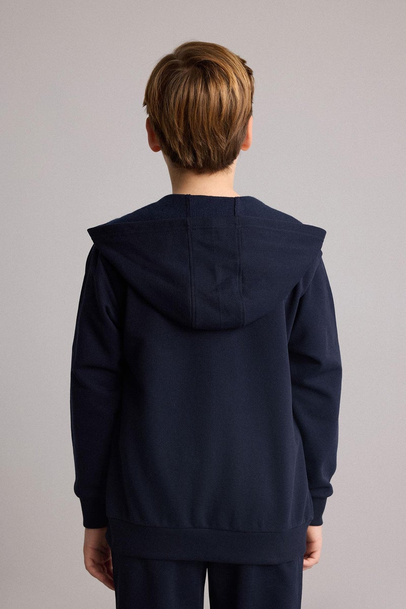 DeFacto Blue Boy Boy Hooded Zip-Up Cardigan Casual - Image 5