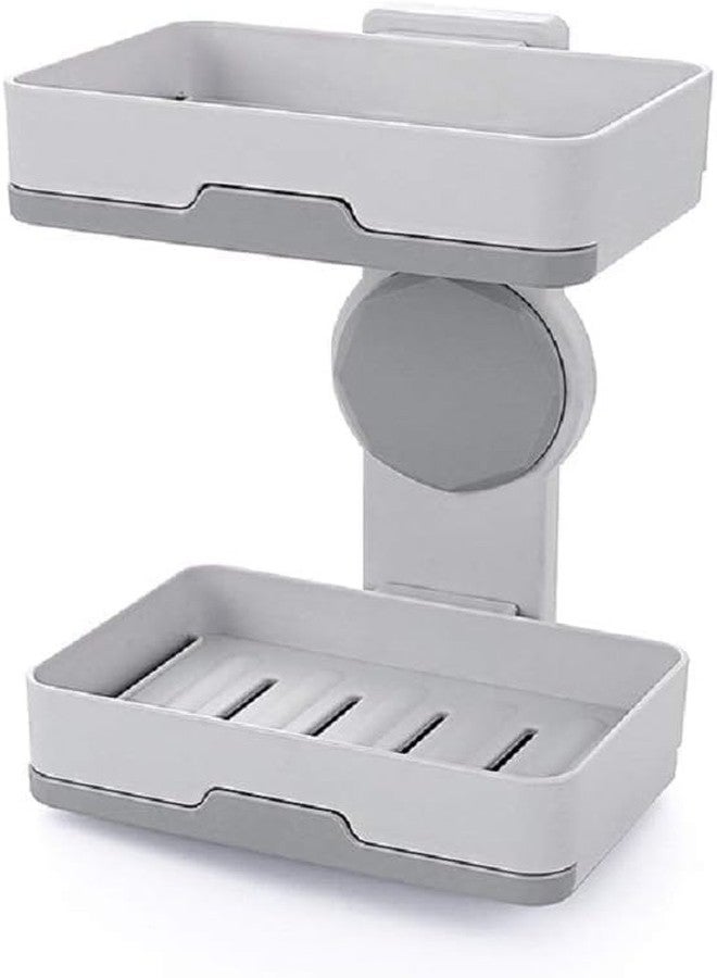 OLMARTT KITCHENWARE Wall Mounted Double Layers Soap Dish Saver with Drain Tray, Adhesive Sponge Holder No-Drilling Soap Holder for Shower Bathroom Kitchen - Image 1