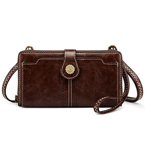 S-ZONE Vegan Leather Crossbody Bags for Women Small Cell Phone Purse RFID Blocking Clutch Purses with 2 Straps - Image 1
