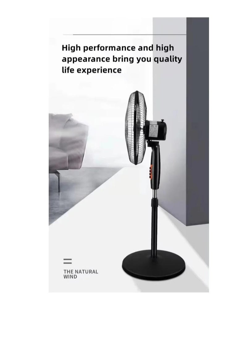 Micro Speed   Electric Stand Fan, 3-Speed Settings, Copper Motor, BLACK