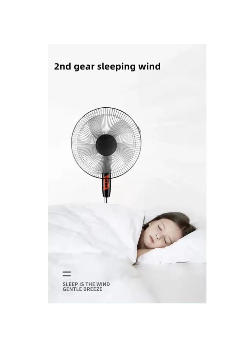 Micro Speed   Electric Stand Fan, 3-Speed Settings, Copper Motor, BLACK