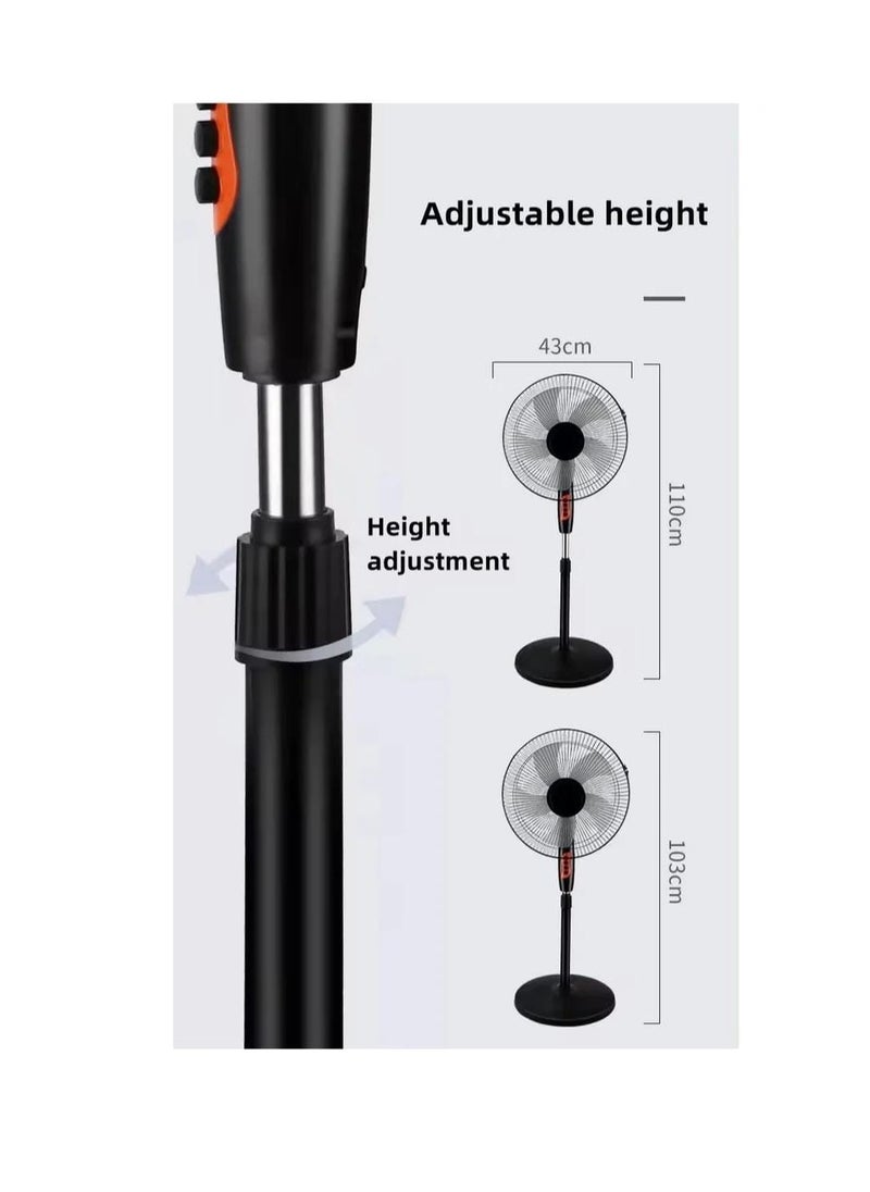 Micro Speed   Electric Stand Fan, 3-Speed Settings, Copper Motor, BLACK