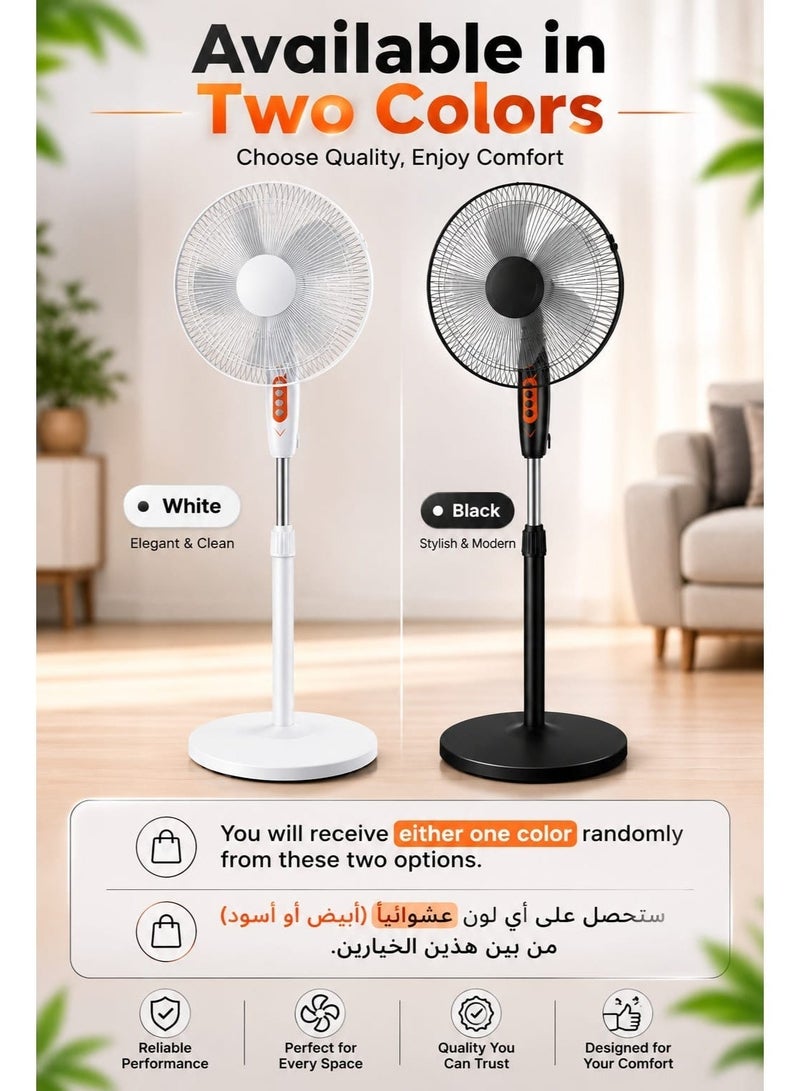 الذاكرة السريعة مروحة أرضية كهربائية صغيرة السرعة، بثلاث سرعات، محرك نحاسي، لون عشوائي أسود أو أبيض - Image 1