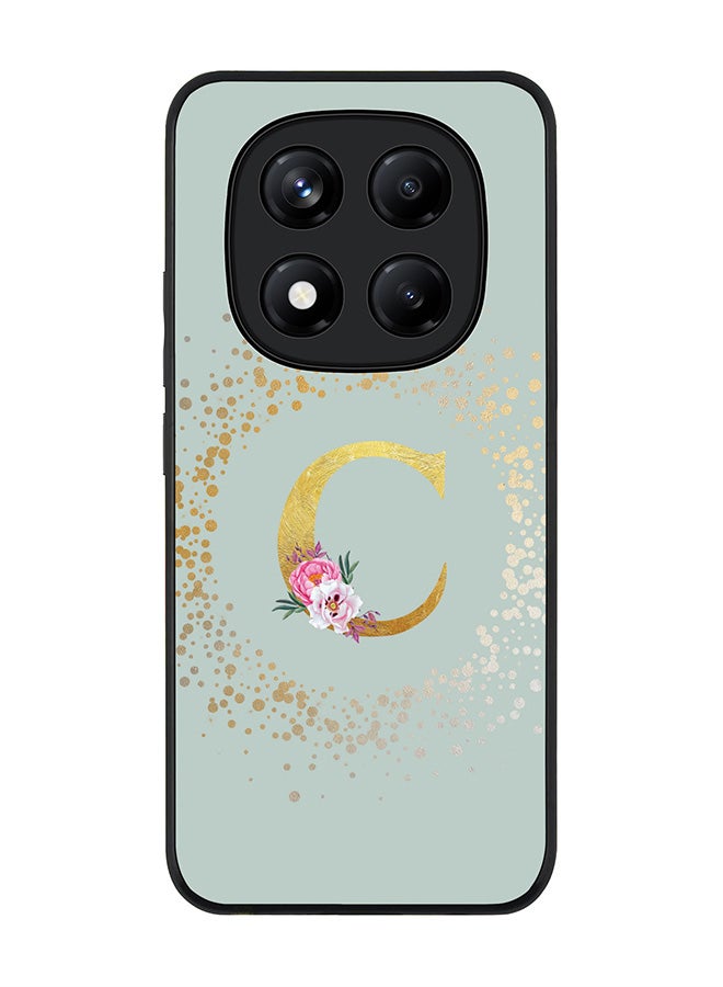 Stylizedd For Xiaomi Redmi Note 14 Pro 4G 4G Case,Slim fit Camera Protection, Shockproof Thin Phone cover  - Custom Monogram Floral - C  (Light Grey ) - Image 1
