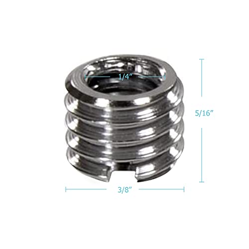 Foto&Tech Metal 1/4 inch to 3/8 inch Tripod Thread Adapter, Easy Mount Convert Screw Adapter for Tripod Monopod Ballhead, Reducer Bushing for Camera Video Equipment DSLR SLR Mic Boom Stand (5 Pieces) - Image 2