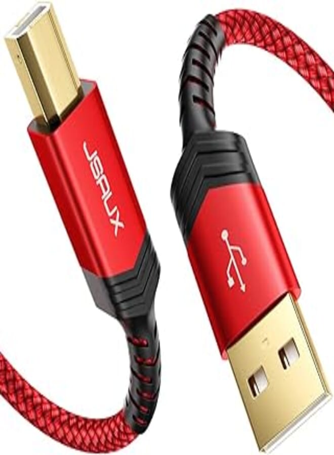 JSAUX Printer Cable, 6FT USB Printer Cable USB 2.0 Type A Male to B Male Scanner Cord USB B Cable High Speed for HP, Canon, Epson, Dell, Brother, Lexmark, Xerox, Samsung etc and Piano, DAC