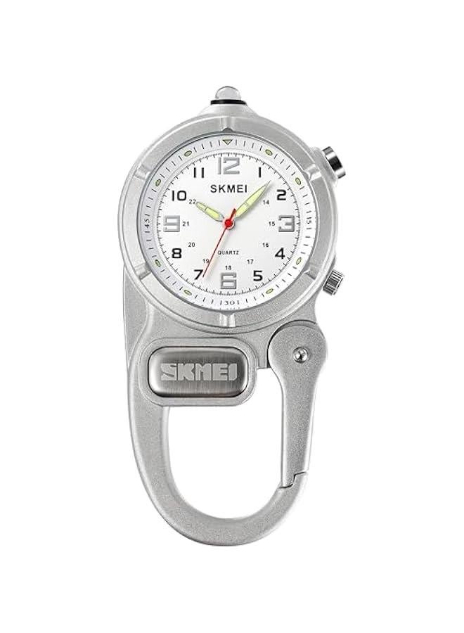 Clip On Watch Pocket Carabiner Watches with Flashlight Second Hand Nursing Unisex Backpack Buckle Belt Portable Watch Use for Field Work Climbing Hiking Outdoor Activities Sports - Image 1