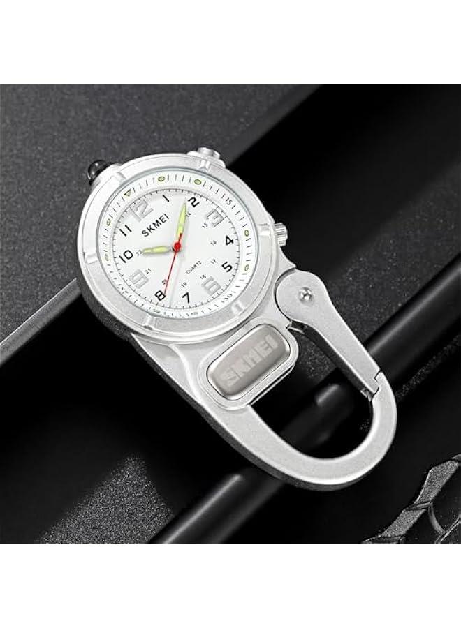 Clip On Watch Pocket Carabiner Watches with Flashlight Second Hand Nursing Unisex Backpack Buckle Belt Portable Watch Use for Field Work Climbing Hiking Outdoor Activities Sports - Image 5