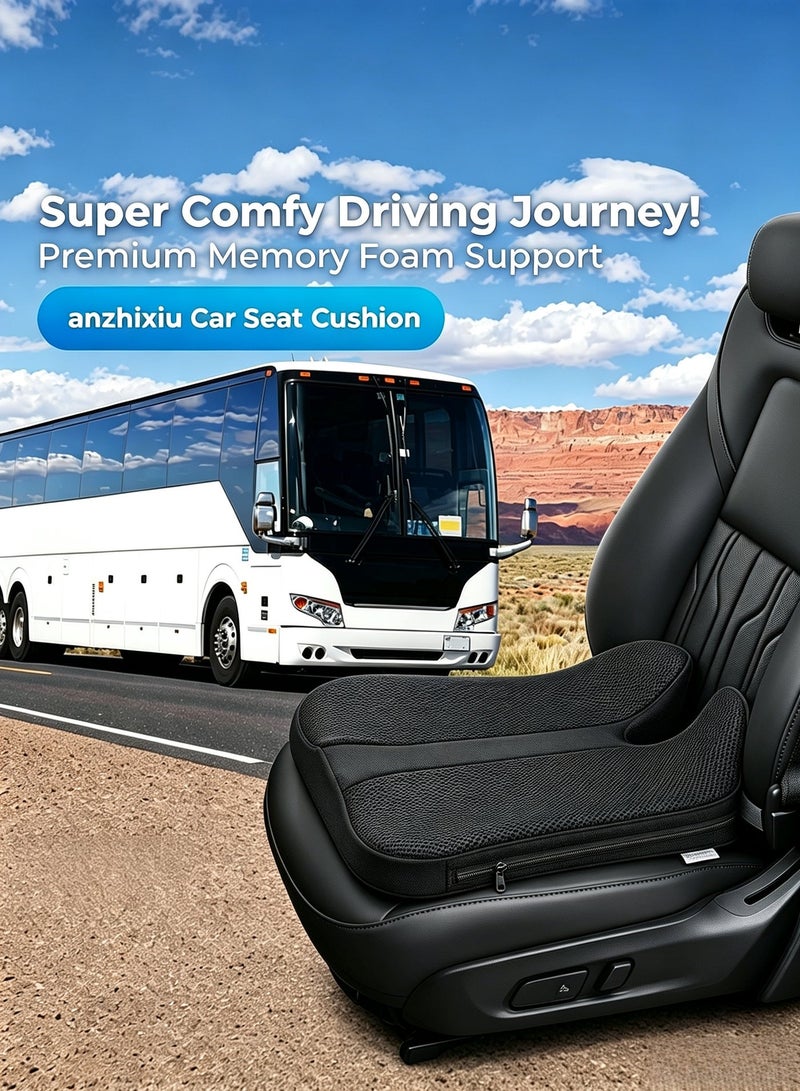 Upgraded Car Seat Cushion for Driving - Orthopedic Memory Foam Wedge Pillow for Lower Back Pain, Hip & Tailbone Support - Comfort Booster Seat for Office Chair, Truck & Home (Universal Fit, Zippered Cover) - Image 2