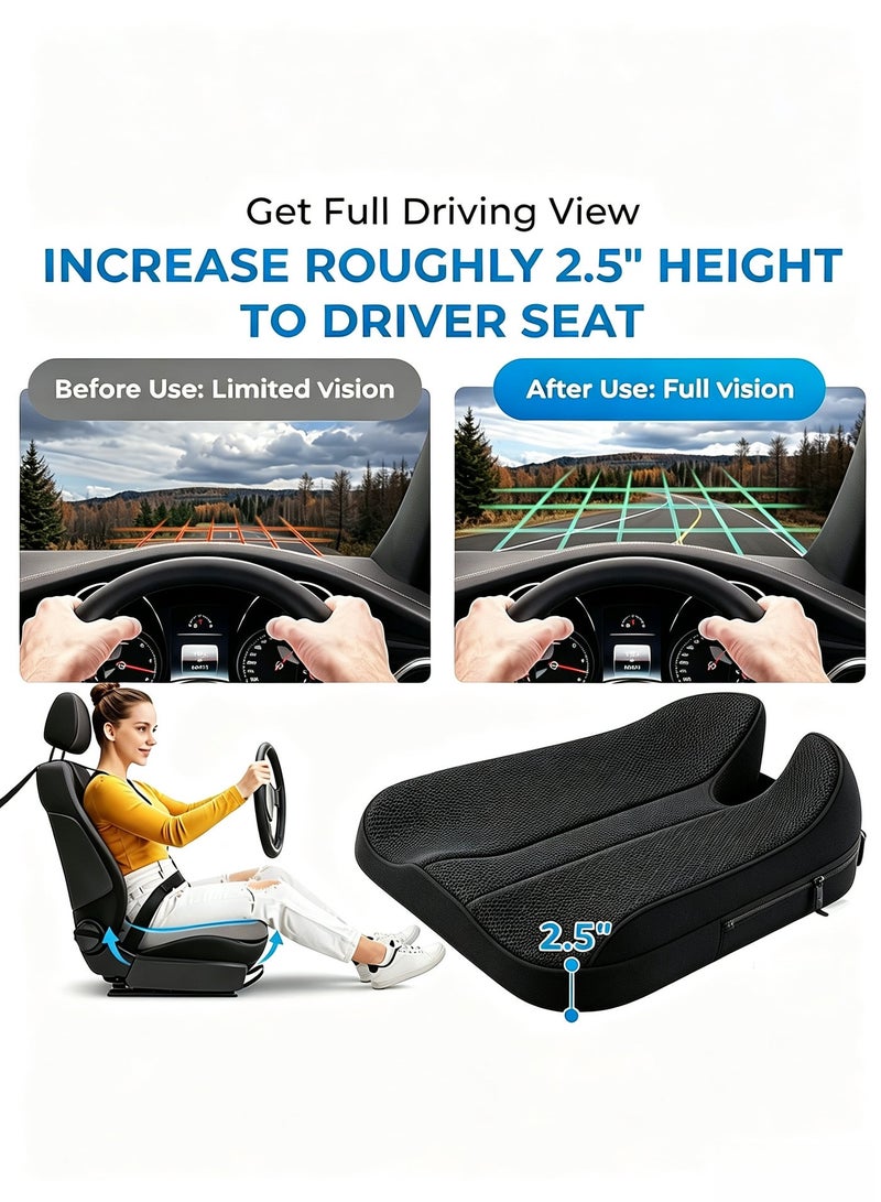 Upgraded Car Seat Cushion for Driving - Orthopedic Memory Foam Wedge Pillow for Lower Back Pain, Hip & Tailbone Support - Comfort Booster Seat for Office Chair, Truck & Home (Universal Fit, Zippered Cover) - Image 4