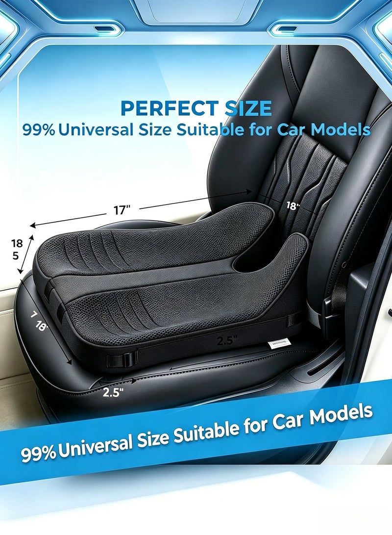 Upgraded Car Seat Cushion for Driving - Orthopedic Memory Foam Wedge Pillow for Lower Back Pain, Hip & Tailbone Support - Comfort Booster Seat for Office Chair, Truck & Home (Universal Fit, Zippered Cover) - Image 1