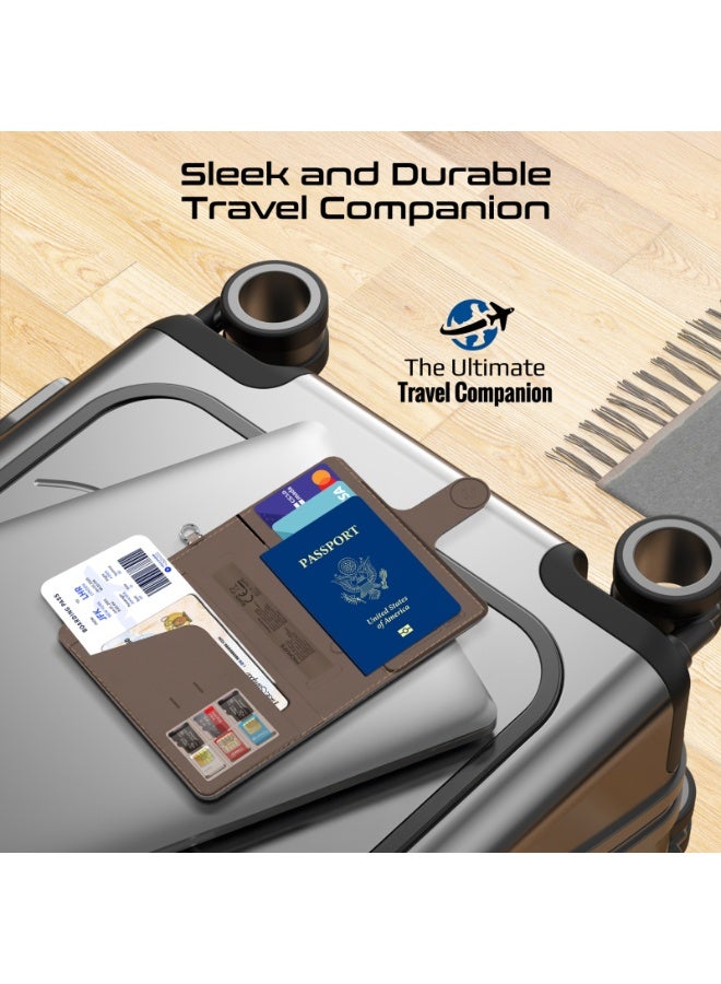بروميت حامل جواز سفر ذكي من الجلد من بروميت مع حماية RFID، ومتتبع Apple Find My Global، وشحن لاسلكي، وبطارية تدوم 6 أشهر، ومنظم محفظة سفر مقاوم للماء والضياع - Image 5