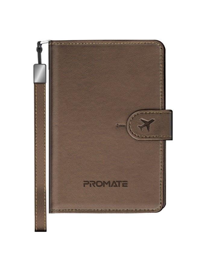 بروميت حامل جواز سفر ذكي من الجلد من بروميت مع حماية RFID، ومتتبع Apple Find My Global، وشحن لاسلكي، وبطارية تدوم 6 أشهر، ومنظم محفظة سفر مقاوم للماء والضياع - Image 3