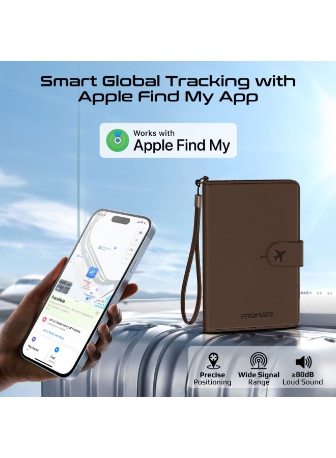 بروميت حامل جواز سفر ذكي من الجلد من بروميت مع حماية RFID، ومتتبع Apple Find My Global، وشحن لاسلكي، وبطارية تدوم 6 أشهر، ومنظم محفظة سفر مقاوم للماء والضياع - Image 4