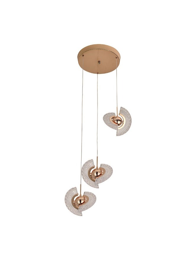 DANUBE HOME Danube Home Pendant Acrylic+Metal D30Xh100 Led Gold A001/3H | Contemporary Pendant Lamps | Hanging Lanterns | Modern Design Indoor Lighting For Bedroom Dining Living Room  - Image 1