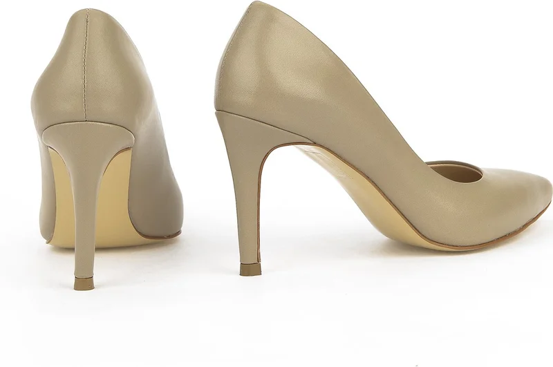 Ziya , Women's Genuine Leather Heeled Shoes 1231003 4292 Beige