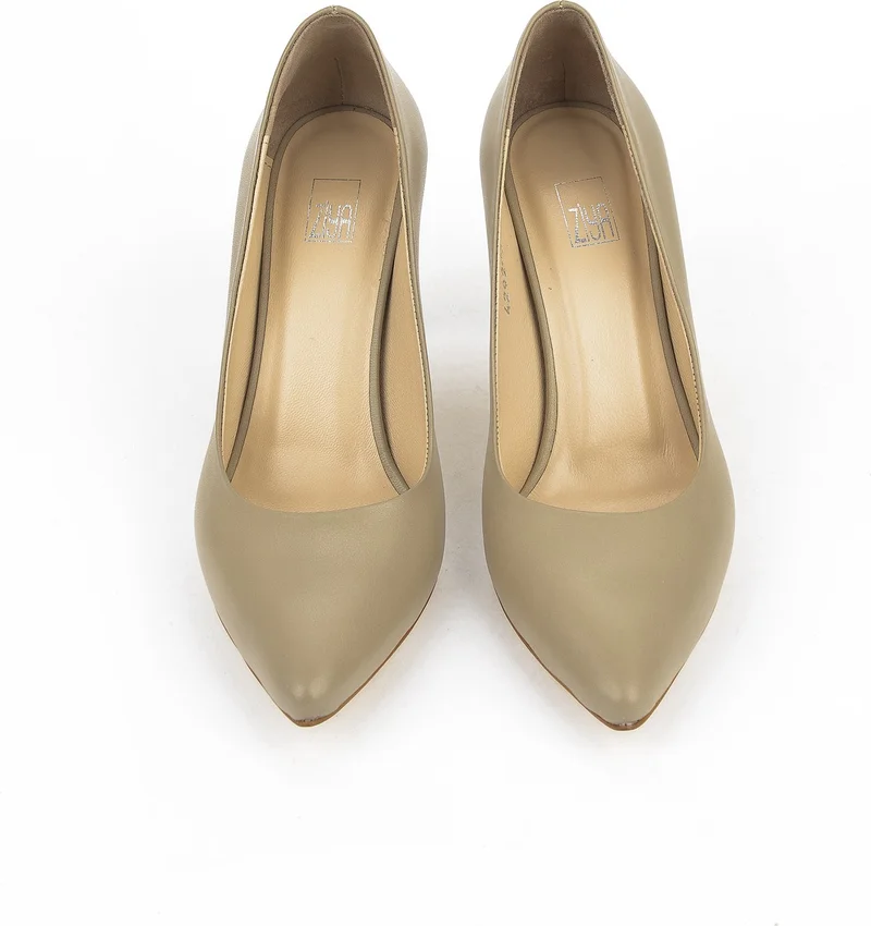 Ziya , Women's Genuine Leather Heeled Shoes 1231003 4292 Beige