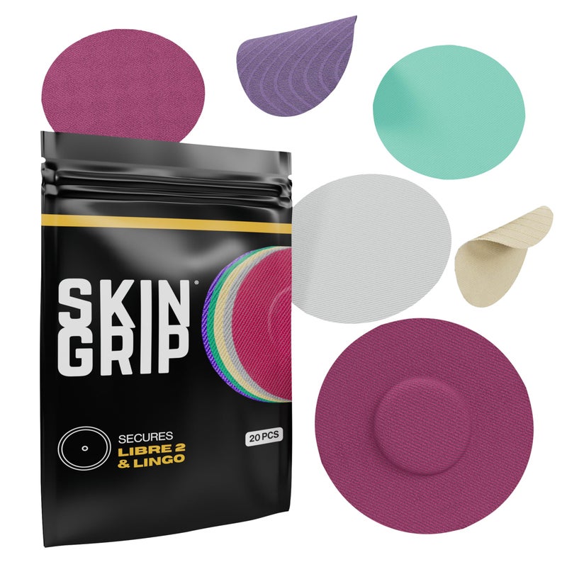 Skin Grip Freestyle Libre 2 Sensor Covers & Lingo CGM â€“ Waterproof and Sweatproof Adhesive for 10-15 Days, Pre-Cut Medical Tape, Continuous Glucose Monitor Patch â€“ 20 Pack, Gemstones Pack - Image 1