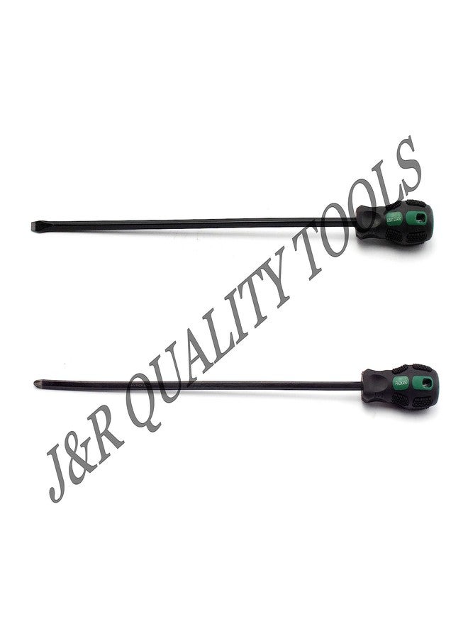 VCT 2pc 22-1/2" Inch Extra Long Thin Shaft Jumbo Screwdriver Set Phillips & Flat - Image 3