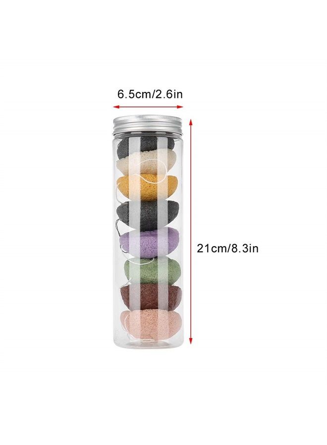 Konjac Sponge Set, 8pcs Color Round Type 100% Konjac Wash Face Flutter Natural Facial Care Body Sponges Gentle Exfoliating, Deep Cleansing, for Sensitive, Oily & Acne Prone Skin