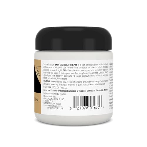 Source Naturals Skin Eternal Cream Paraben Free With Lipoic Acid DMAE CEster CoQ10 HA 4 oz Original Formula - Image 5