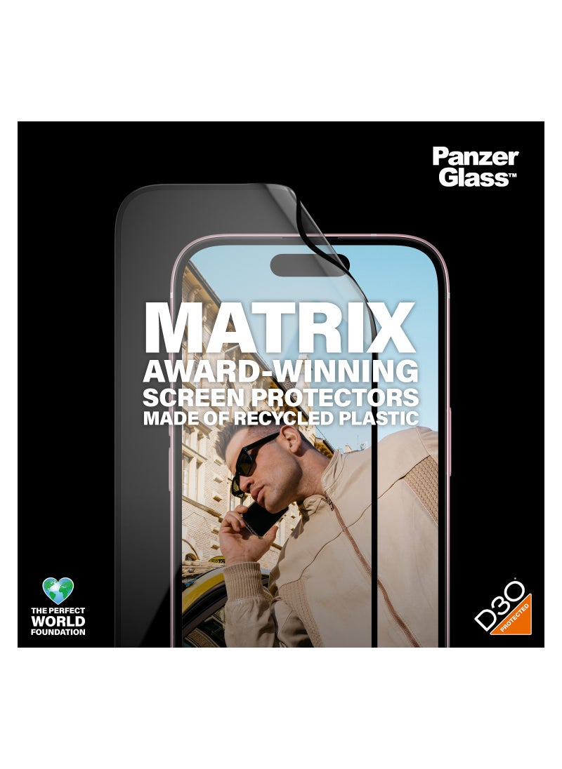 PanzerGlass - PanzerGlass™ Eco-Friendly Matrix Screen Protector for Apple iPhone 15 - Protect, Prolong and Make a Difference - with mounting aid for easy installation - Image 1