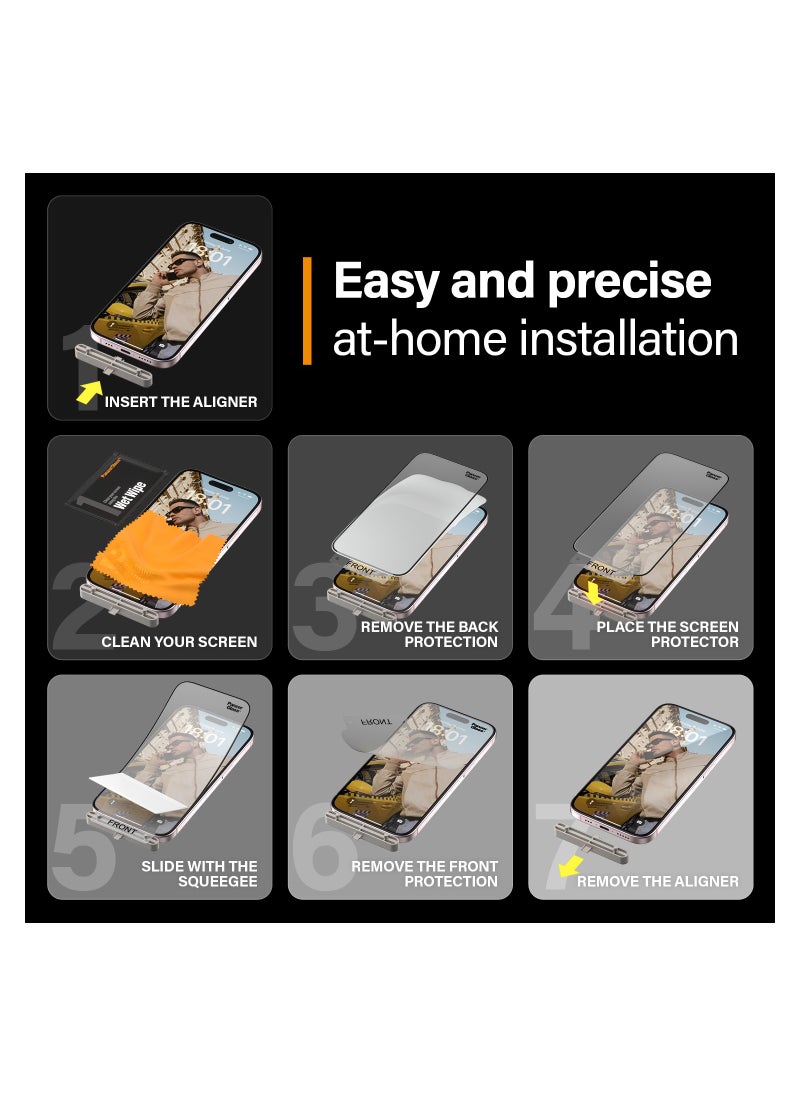 PanzerGlass - PanzerGlass™ Eco-Friendly Matrix Screen Protector for Apple iPhone 15 - Protect, Prolong and Make a Difference - with mounting aid for easy installation - Image 1