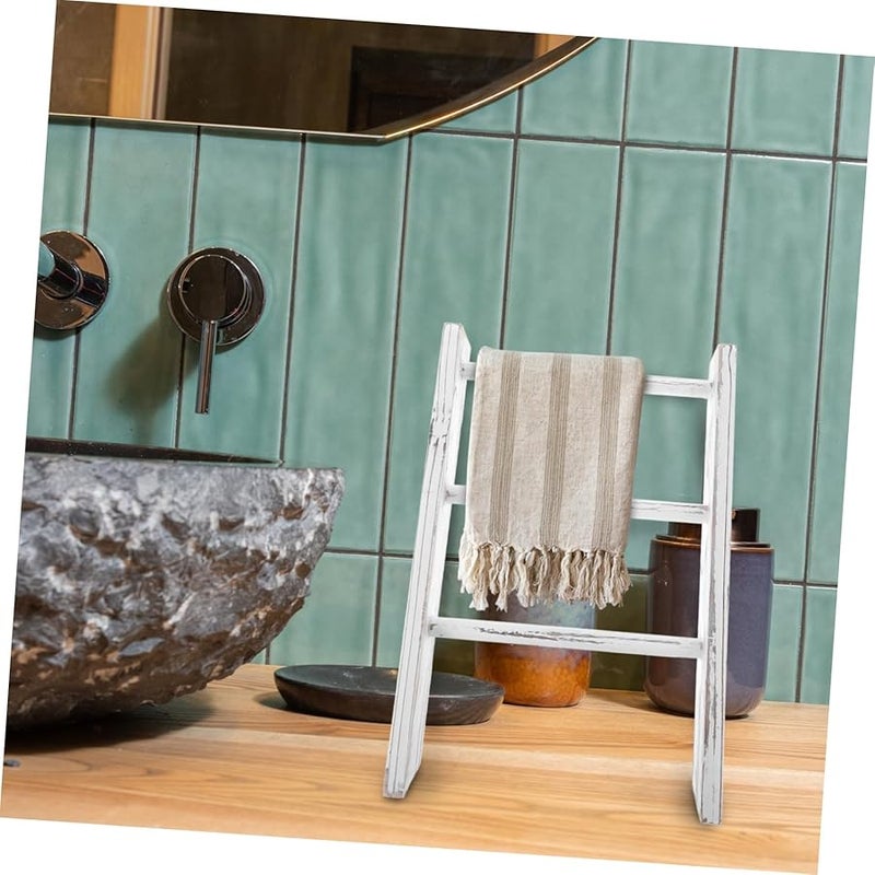 Farmhouse Style Mini Ladder Towel Rack Rustic Bathroom Decor Towel Holder - Image 5