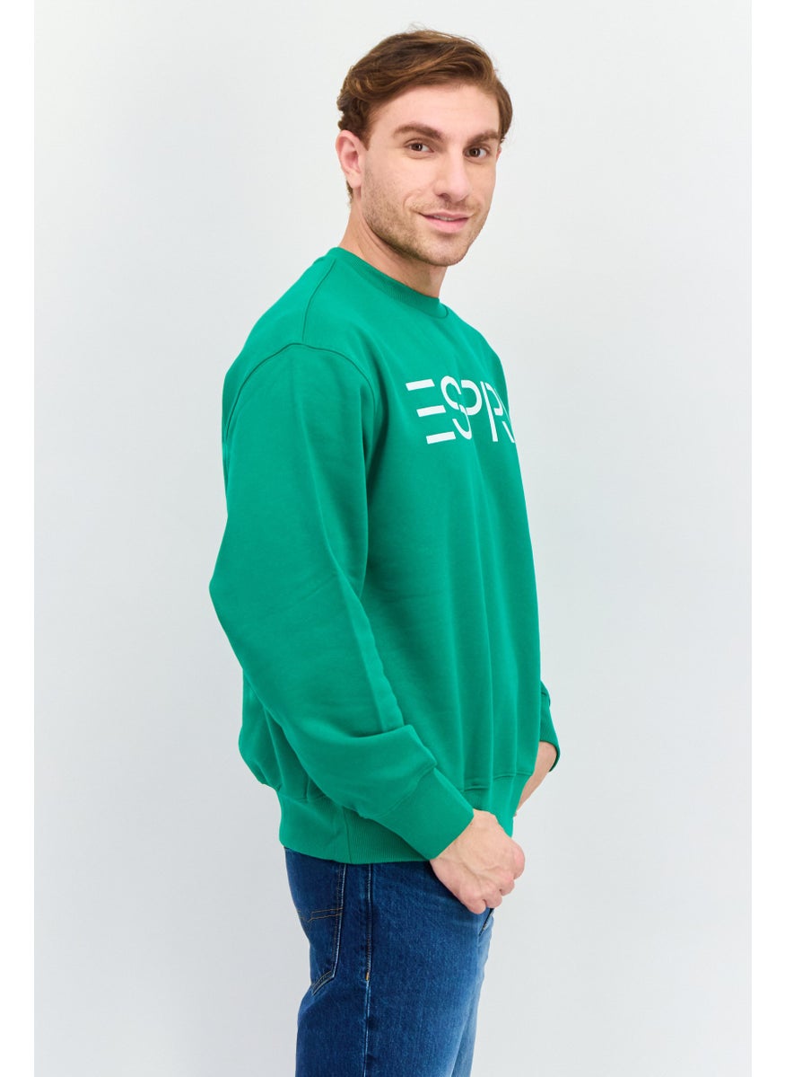 ESPRIT - Men Crew Neck Long Sleeve Brand Logo Sweatshirt, Green - Image 1