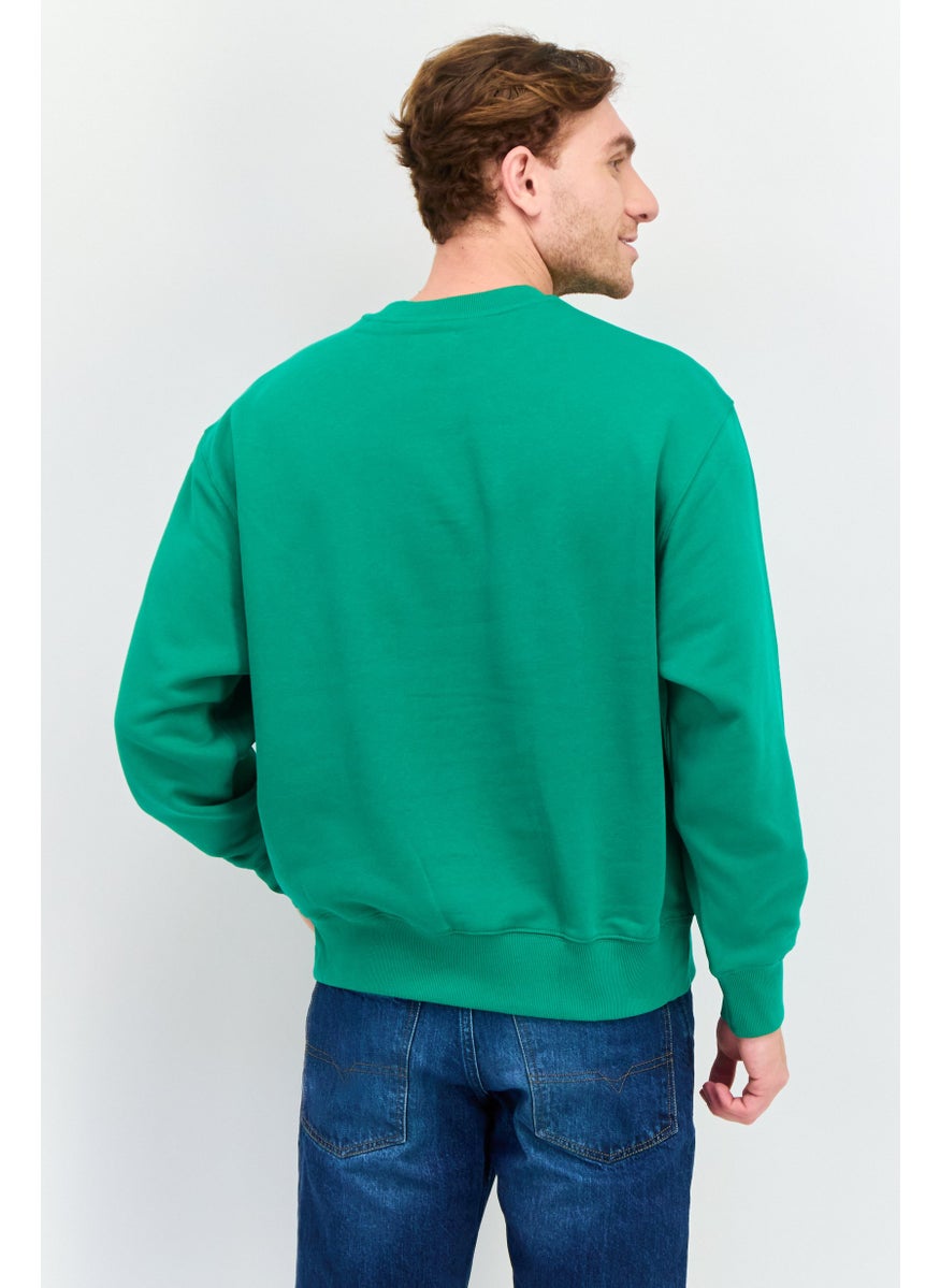 ESPRIT - Men Crew Neck Long Sleeve Brand Logo Sweatshirt, Green - Image 1