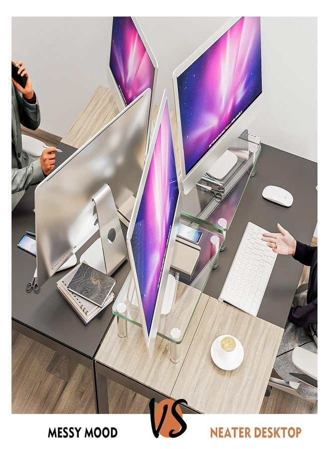 Hemudu 2 Pack Computer Monitor Riser with Height Adjustable Multi Media Desktop Stand for Flat Screen LCD LED TV, Laptop/Notebook/Xbox One - Image 3