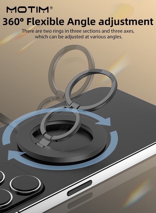 Motim Metal Magnetic Phone Ring Holder, Magsafe Foldable Phone Ring Grip Holder with Kickstand, Anti-drop Phone Grip Stand, Magnetic Accessories for iPhone 16/15/14/13/12 Series and Andriod Phones  - Image 4