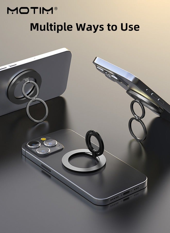 Motim Metal Magnetic Phone Ring Holder, Magsafe Foldable Phone Ring Grip Holder with Kickstand, Anti-drop Phone Grip Stand, Magnetic Accessories for iPhone 16/15/14/13/12 Series and Andriod Phones  - Image 5