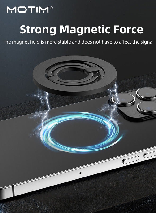 Motim Metal Magnetic Phone Ring Holder, Magsafe Foldable Phone Ring Grip Holder with Kickstand, Anti-drop Phone Grip Stand, Magnetic Accessories for iPhone 16/15/14/13/12 Series and Andriod Phones  - Image 3